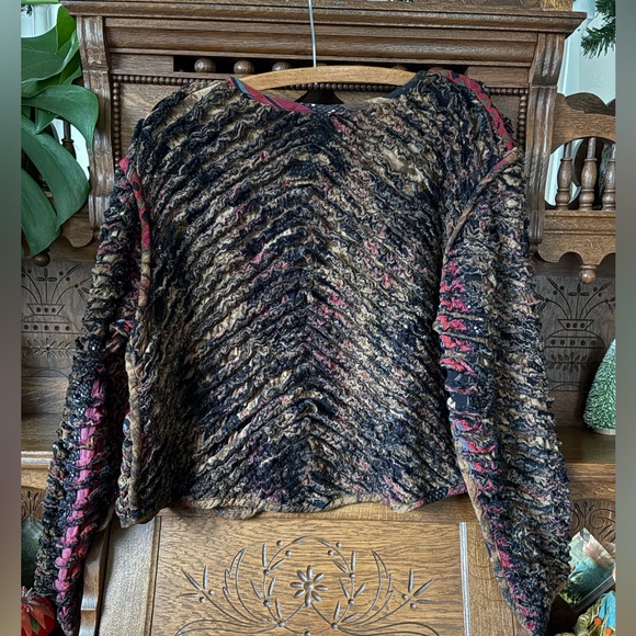Rare Textured Multicolor Vintage Boho Grunge Whimsygoth Cardigan Size Large - Picture 2 of 6